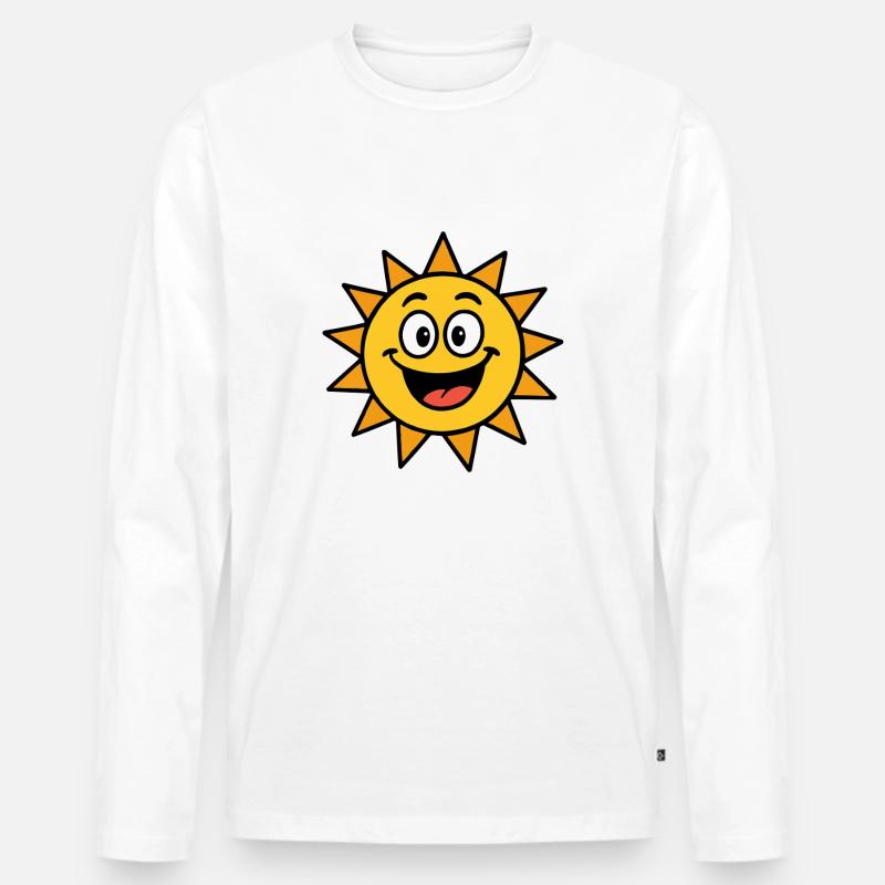 sonne comic - Männer Premium Bio Langarmshirt - Weiß