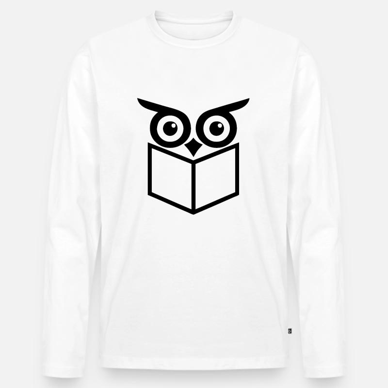 Lese Eule - Männer Premium Bio Langarmshirt - Weiß
