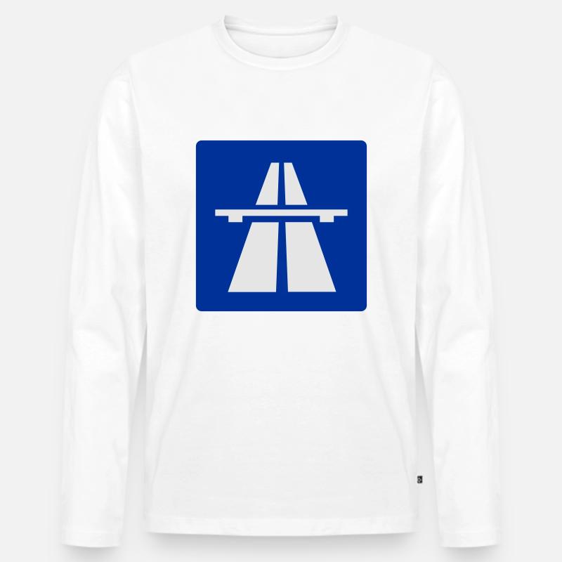 Autobahn Schild - Männer Premium Bio Langarmshirt - Weiß