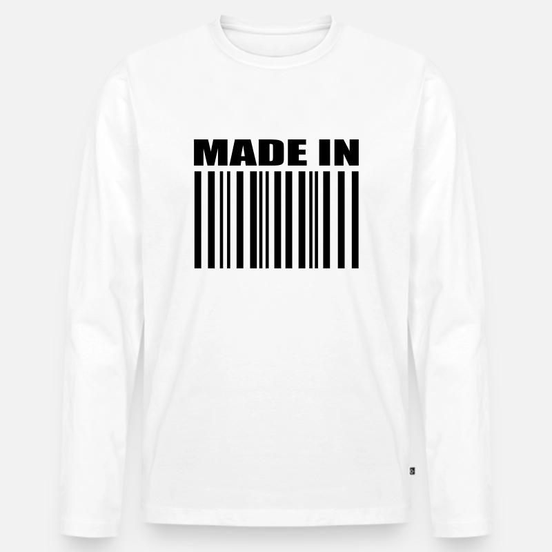 Bar Code - Men's Premium Organic Long Sleeve Shirt - white
