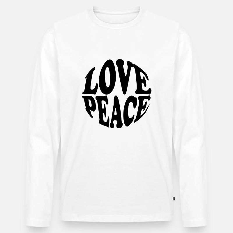 Love Peace - Männer Premium Bio Langarmshirt - Weiß