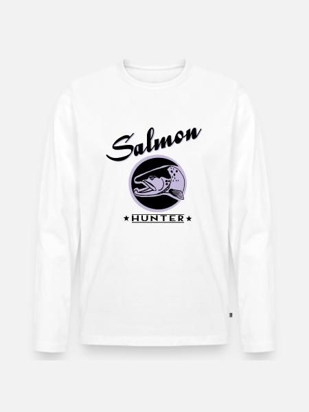 salmon hunter - Männer Premium Bio Langarmshirt - Weiß