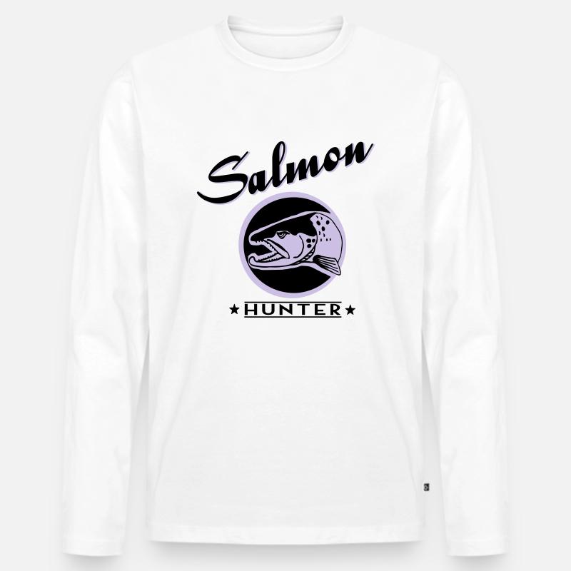 salmon hunter - Männer Premium Bio Langarmshirt - Weiß