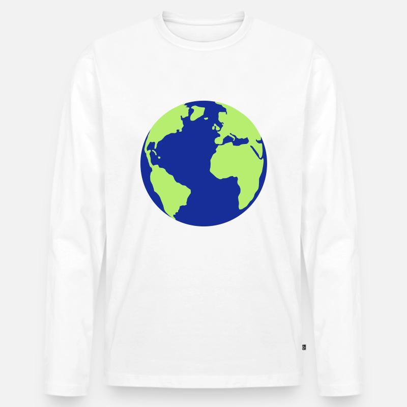Erde, Welt, Erdkugel - Männer Premium Bio Langarmshirt - Weiß