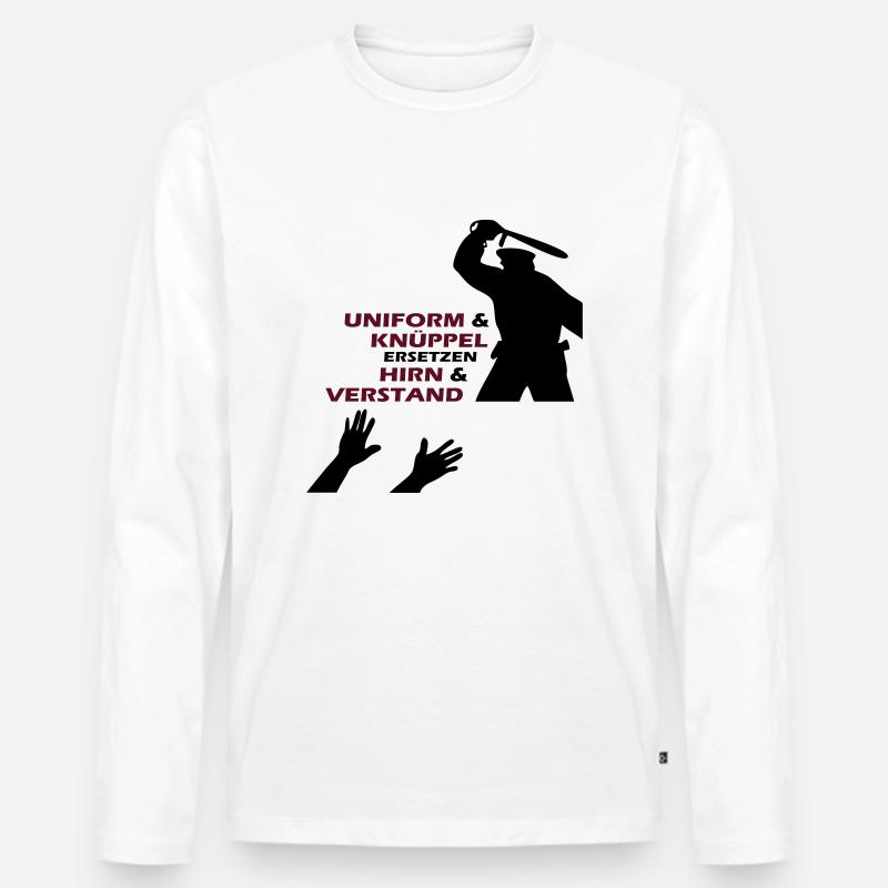 Police Brutality - Männer Premium Bio Langarmshirt - Weiß