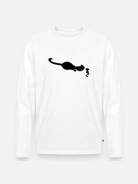 Cat retro uh mouse retro - Men's Premium Organic Long Sleeve Shirt - white