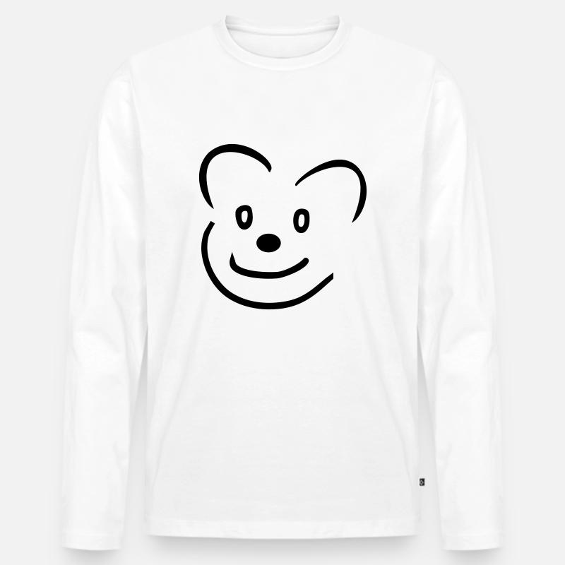 Bär - Männer Premium Bio Langarmshirt - Weiß