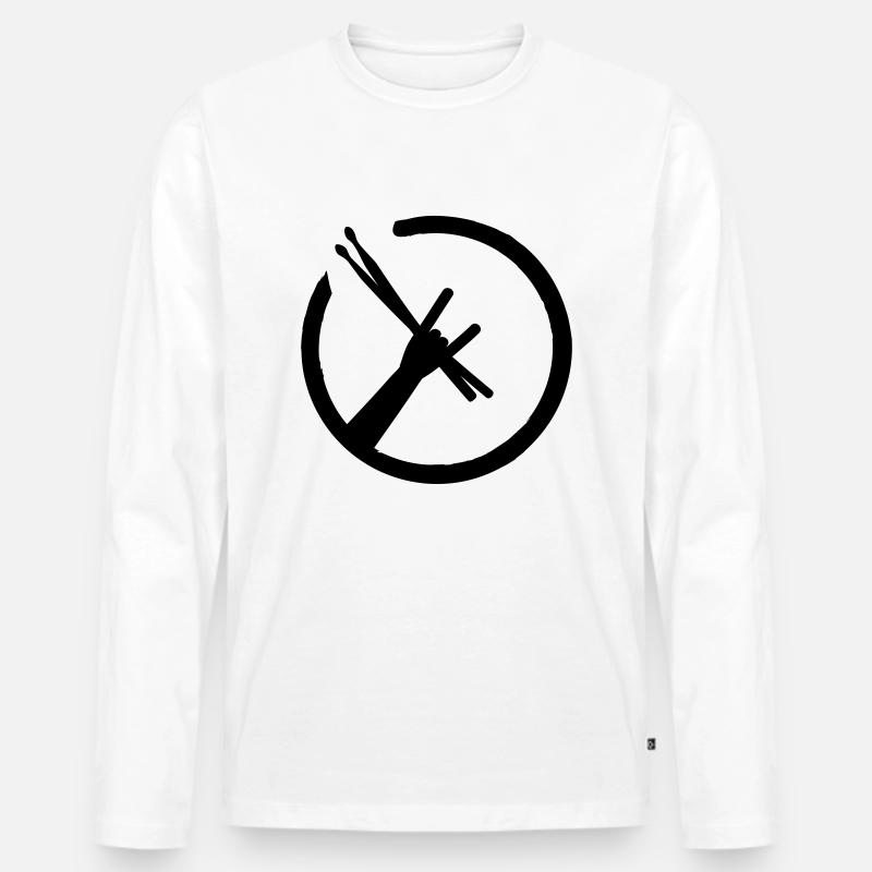 Drummers Metal Fork - Männer Premium Bio Langarmshirt - Weiß