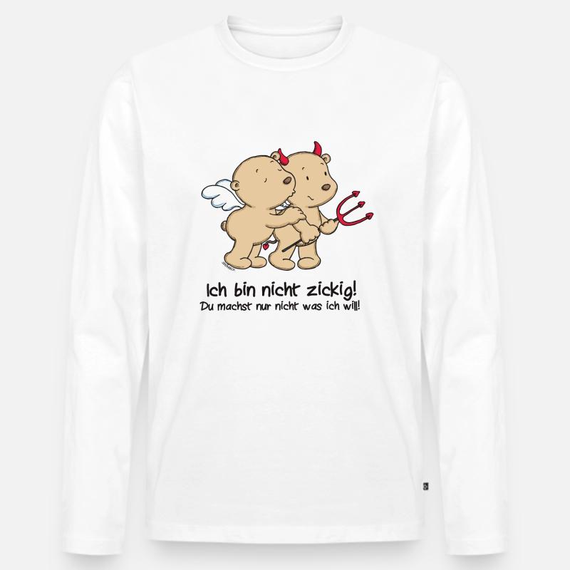Engel_Teufel _schwarz - Männer Premium Bio Langarmshirt - Weiß