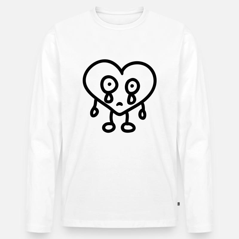 weinendes Herz - line - Männer Premium Bio Langarmshirt - Weiß