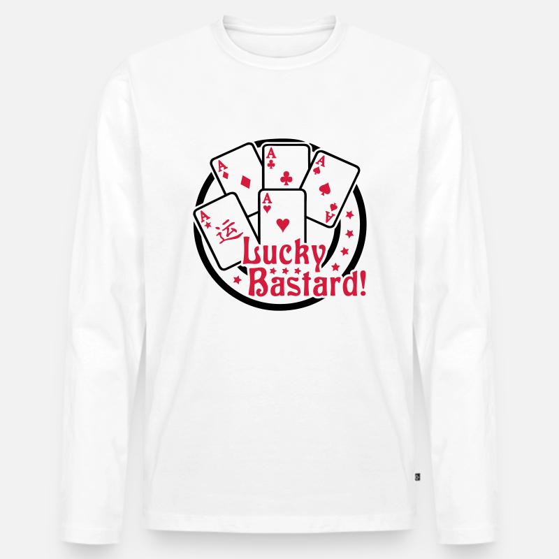 Lucky Bastard (Gambling) 02 - Männer Premium Bio Langarmshirt - Weiß