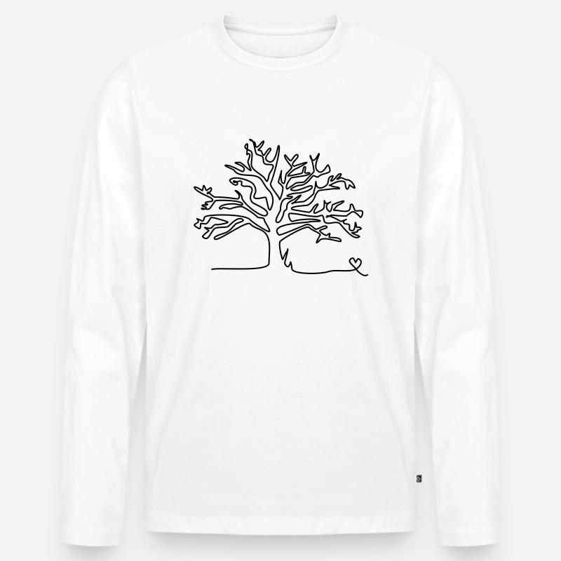 one line tree - Männer Premium Bio Langarmshirt - Weiß