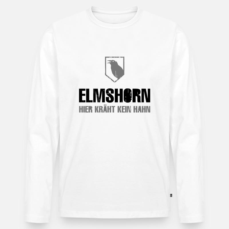 Elmshorn Krähe grau-weiß - Männer Premium Bio Langarmshirt - Weiß