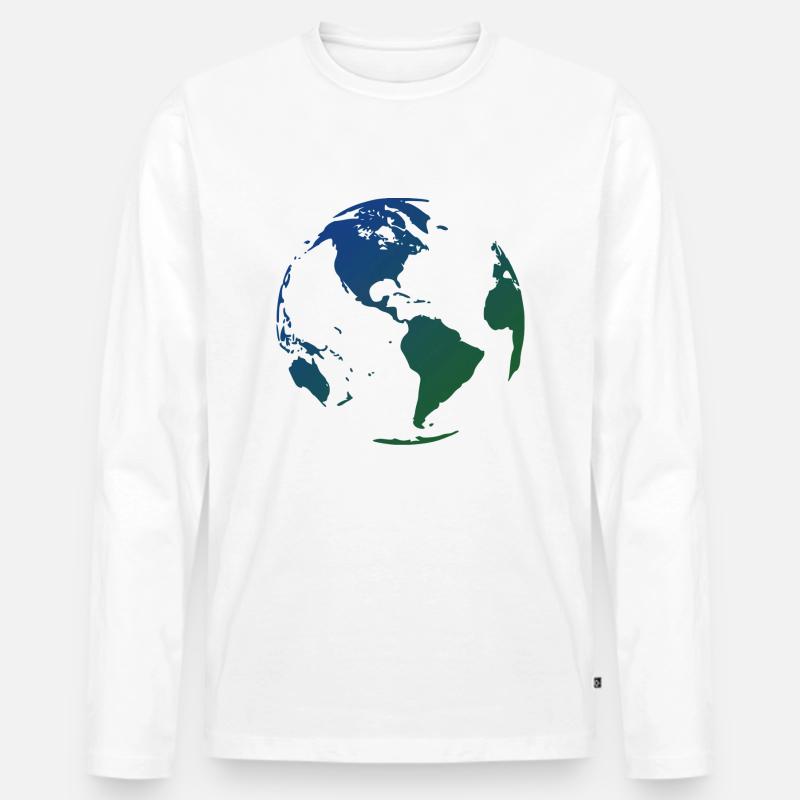 Globus mit Farbverlauf - Männer Premium Bio Langarmshirt - Weiß