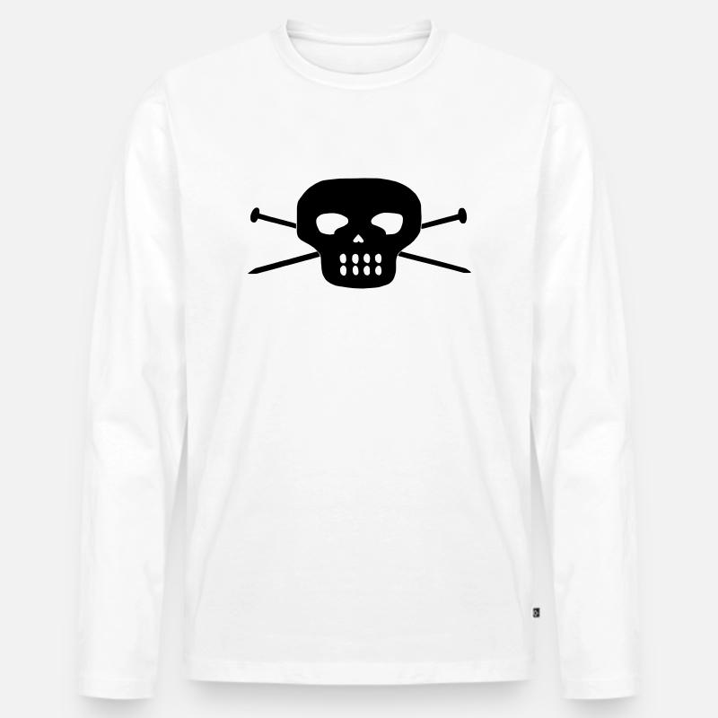 Knit Skull - Männer Premium Bio Langarmshirt - Weiß