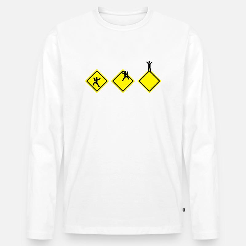 Klettern Straßenschild - Männer Premium Bio Langarmshirt - Weiß