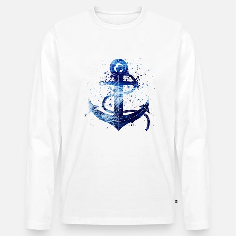 Anker - Männer Premium Bio Langarmshirt - Weiß