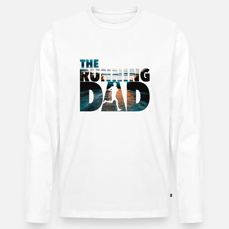 The Running Dad - Männer Premium Bio Langarmshirt - Weiß