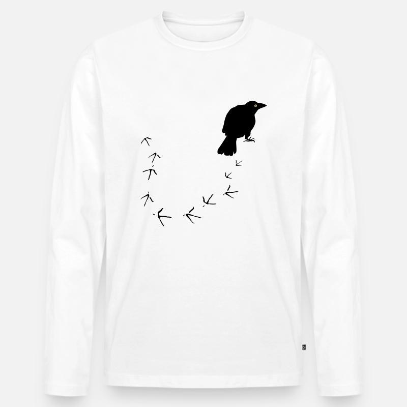Krähe - Männer Premium Bio Langarmshirt - Weiß