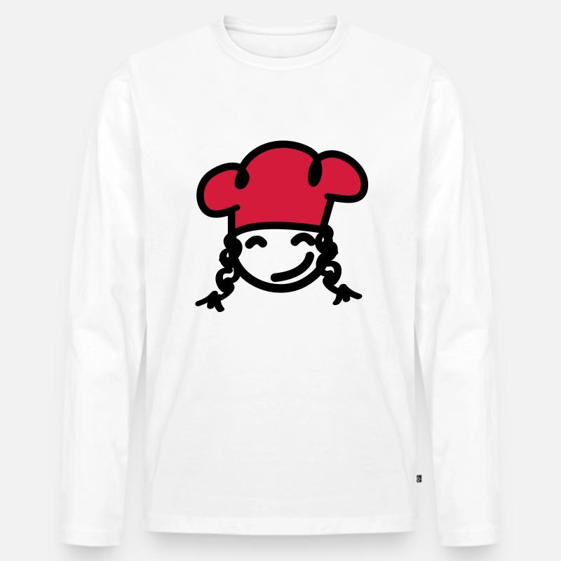 Köchin Mädchen - Männer Premium Bio Langarmshirt - Weiß