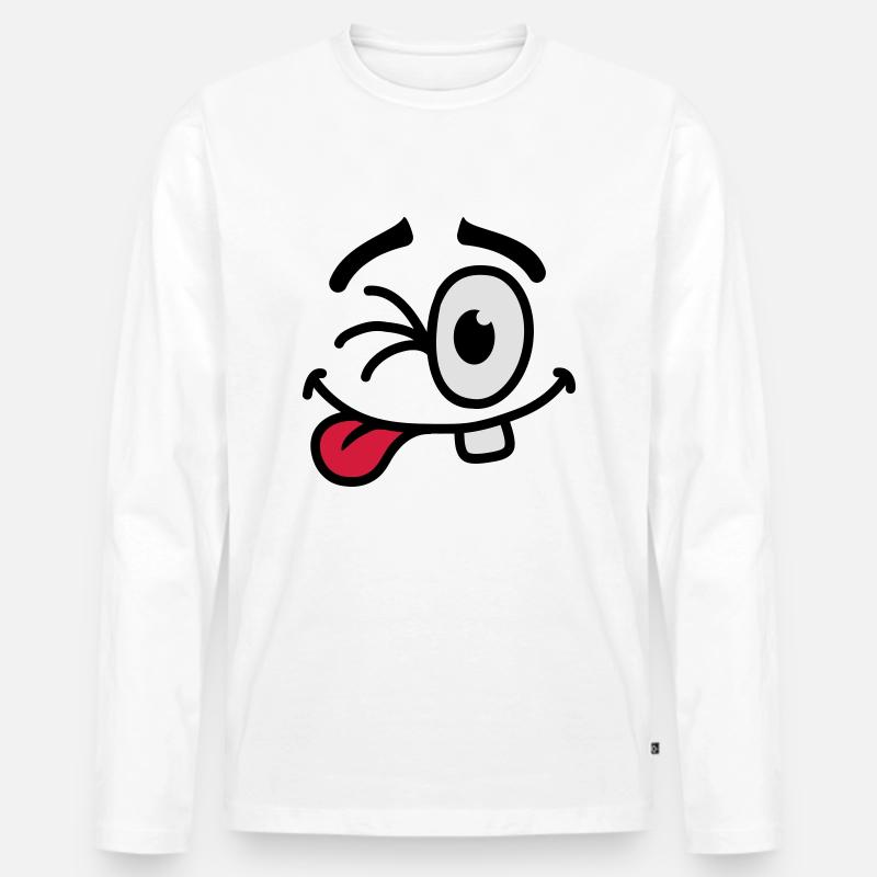 Cool Smiley Face - Männer Premium Bio Langarmshirt - Weiß