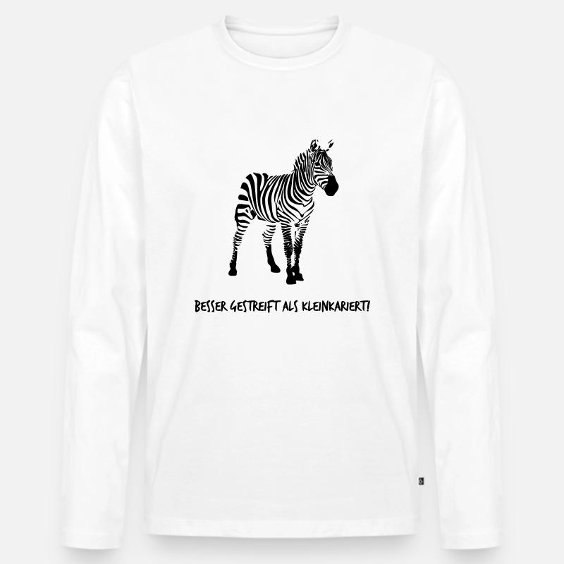 Zebra - Männer Premium Bio Langarmshirt - Weiß