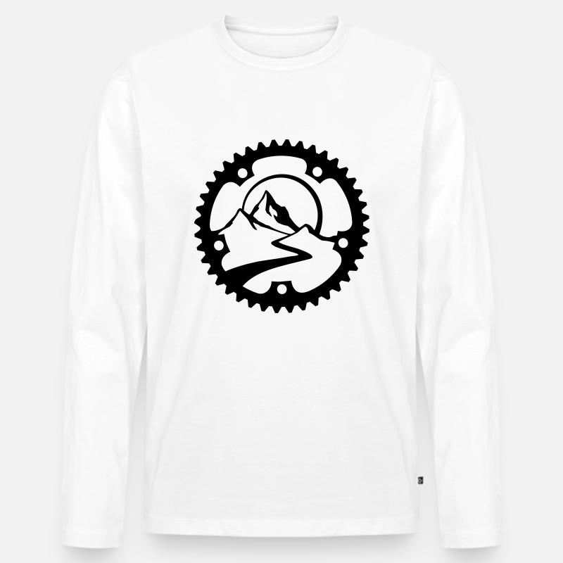 fahrradkranz_mit_landschaft - Männer Premium Bio Langarmshirt - Weiß