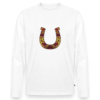Huffero, fer à cheval No: 024 - T-shirt manches longues Premium bio Homme - blanc - Devant - Nico (187cm)