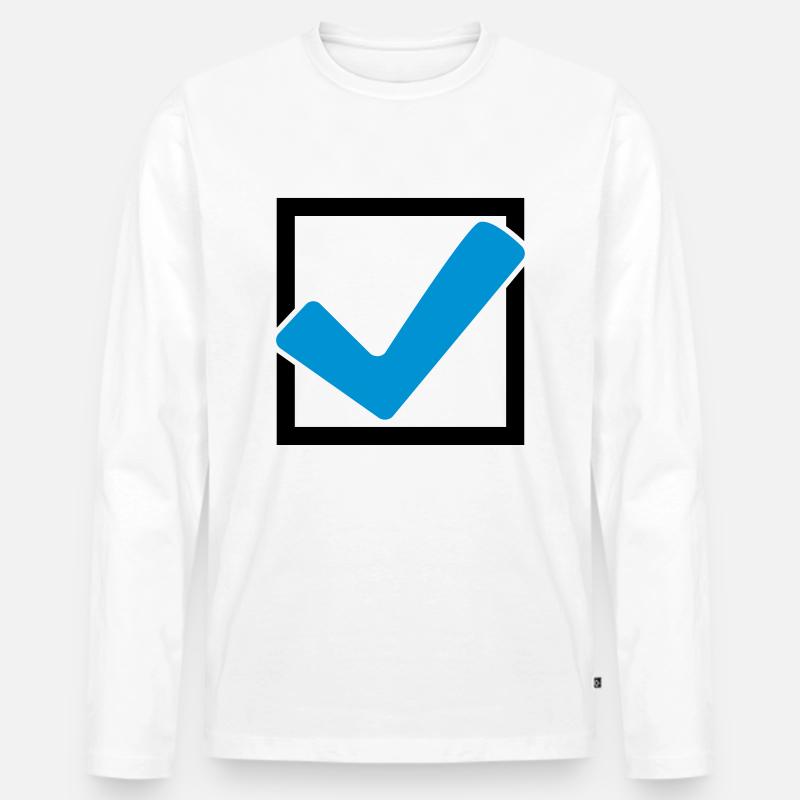 Rectangular hook logo - Men's Premium Organic Long Sleeve Shirt - white