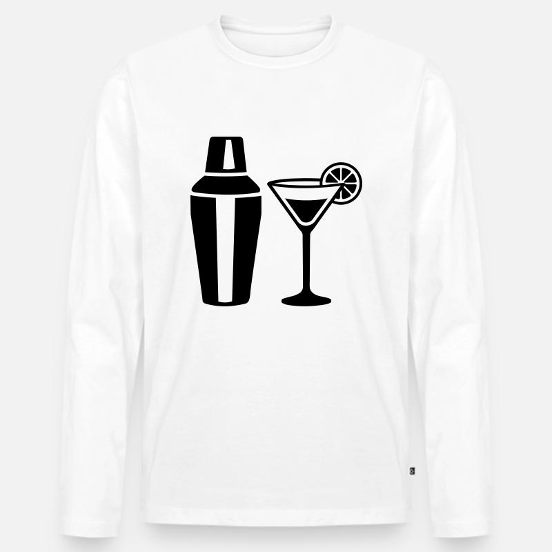 Cocktail - Männer Premium Bio Langarmshirt - Weiß