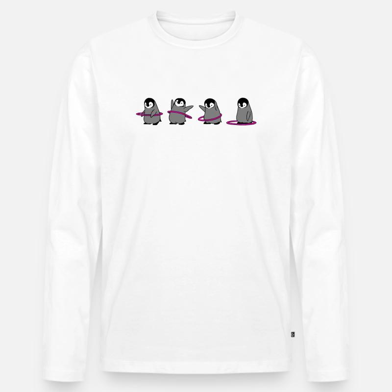 Pinguin Hula Hoop - Männer Premium Bio Langarmshirt - Weiß
