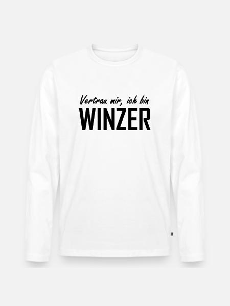 vertrau mir, ich bin winzer - Männer Premium Bio Langarmshirt - Weiß