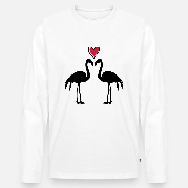flamingo couple - Männer Premium Bio Langarmshirt - Weiß