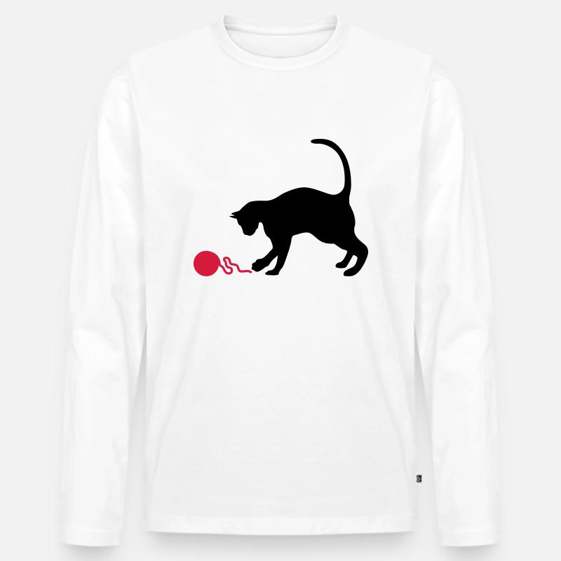 Katze - Männer Premium Bio Langarmshirt - Weiß