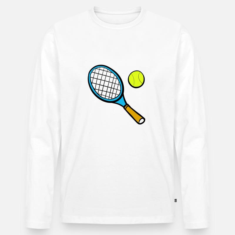 Tennisschläger Comic - Männer Premium Bio Langarmshirt - Weiß