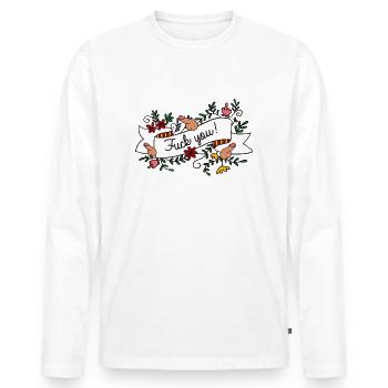 Fuck you - Männer Premium Bio Langarmshirt - Weiß - Vorne - Nico (187cm)
