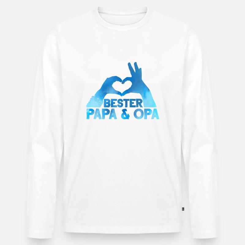 Bester Papa und Opa - Männer Premium Bio Langarmshirt - Weiß