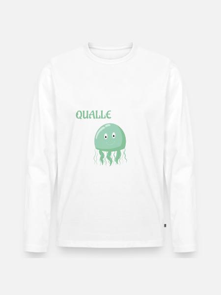 ICH BIN QUALLEFIZIERT - QUALLEN GESCHENK - Männer Premium Bio Langarmshirt - Weiß