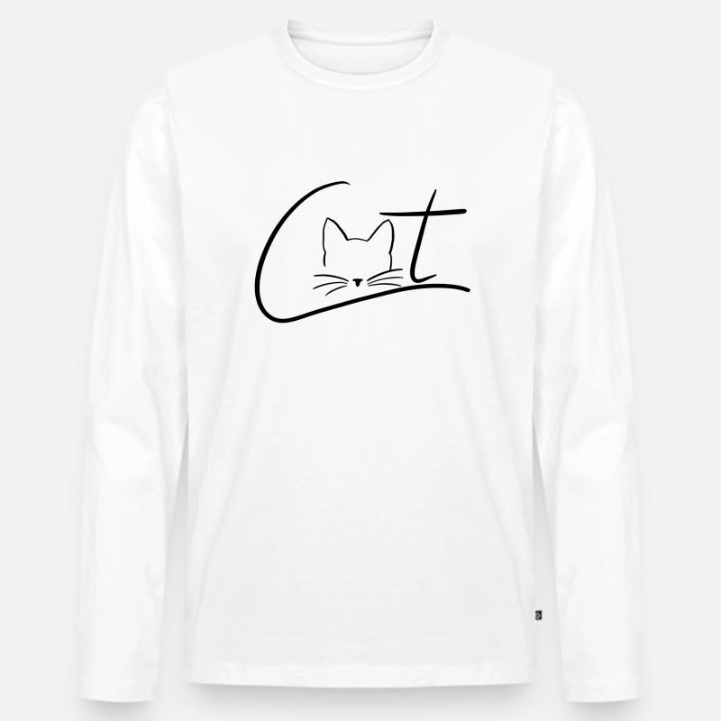 Cat Logo mit Katze - Männer Premium Bio Langarmshirt - Weiß