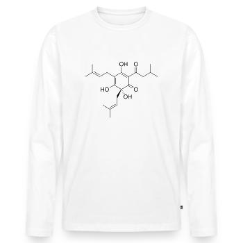 Molécule de bière. - T-shirt manches longues Premium bio Homme - blanc - Devant - Nico (187cm)
