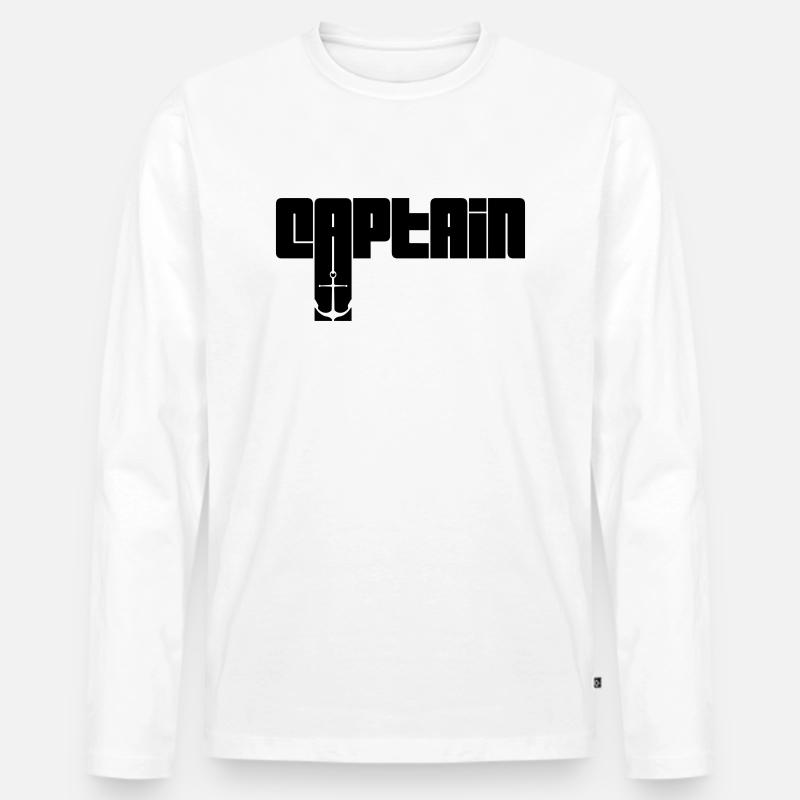 Text Captain Logo - Männer Premium Bio Langarmshirt - Weiß