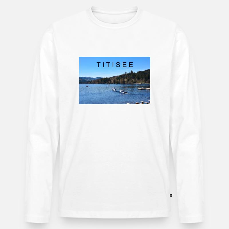 Titisee im Schwarzwald - Männer Premium Bio Langarmshirt - Weiß