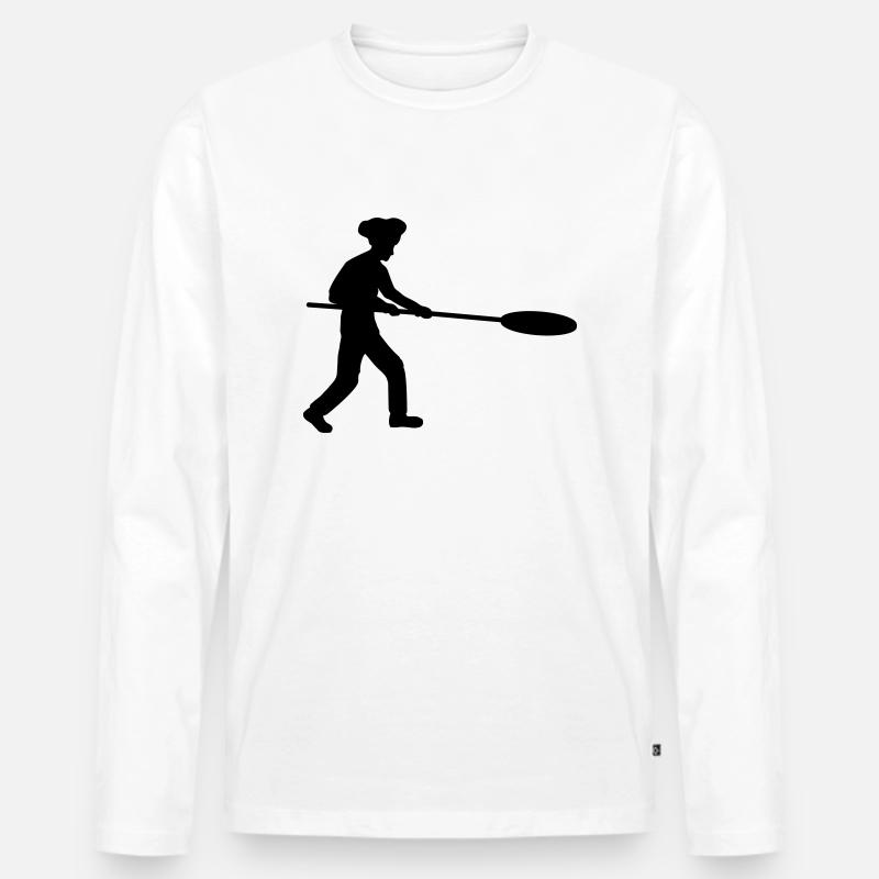 Pizzaschieber Pizzabäcker Silhouette - Männer Premium Bio Langarmshirt - Weiß