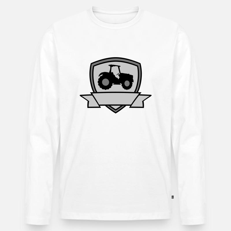 Schild Bauernhof Traktor - Männer Premium Bio Langarmshirt - Weiß