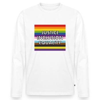 Justice Inclusion Equality Pride March - Men's Premium Organic Long Sleeve Shirt - white - Front - Nico (187cm)