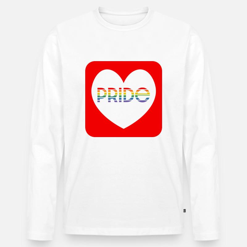 Pride rainbow heart - Männer Premium Bio Langarmshirt - Weiß