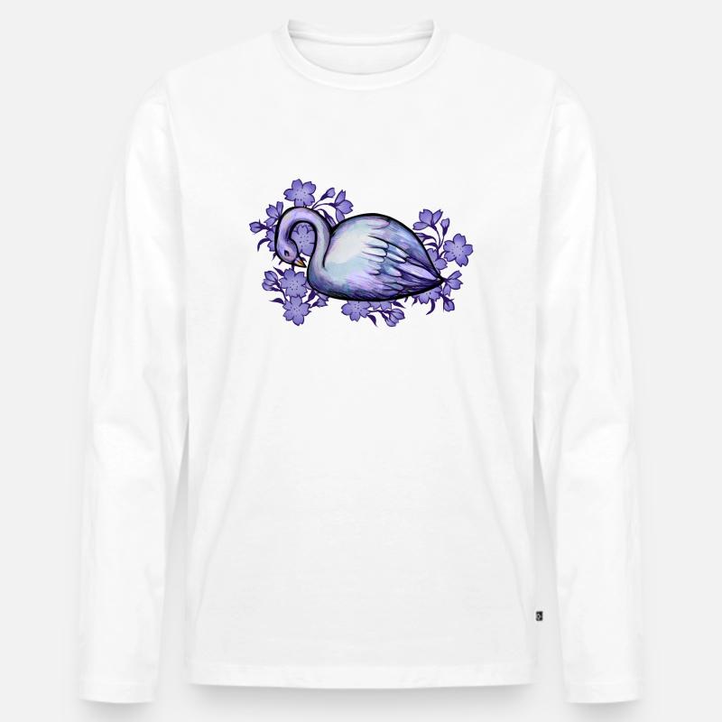 Lila Schwan - Männer Premium Bio Langarmshirt - Weiß