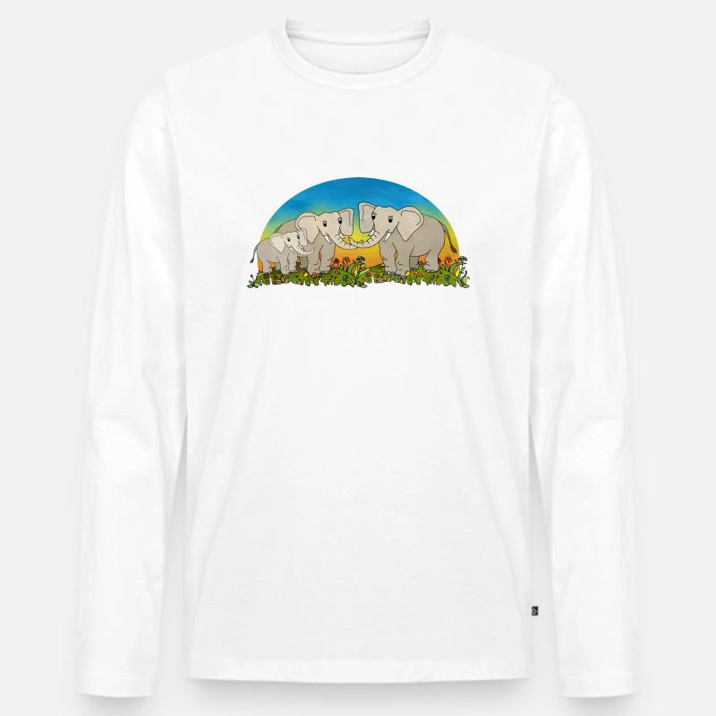 Elefanten - Männer Premium Bio Langarmshirt - Weiß