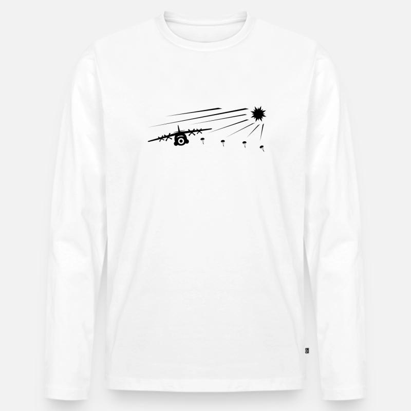 Fallschirmjäger Fallschirmspringer mit Rundkappe - Männer Premium Bio Langarmshirt - Weiß