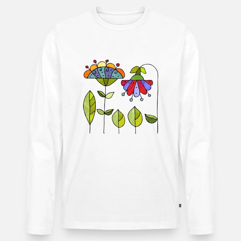 Blumen - Männer Premium Bio Langarmshirt - Weiß